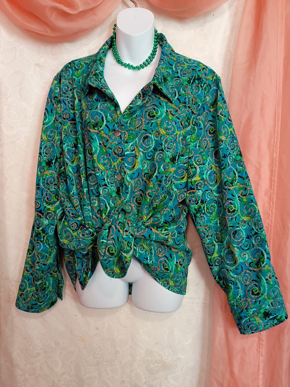 🛍️ BUNDLE ONLY🛍️CJ Banks Teal & Green Swirl Button-Up Jacket